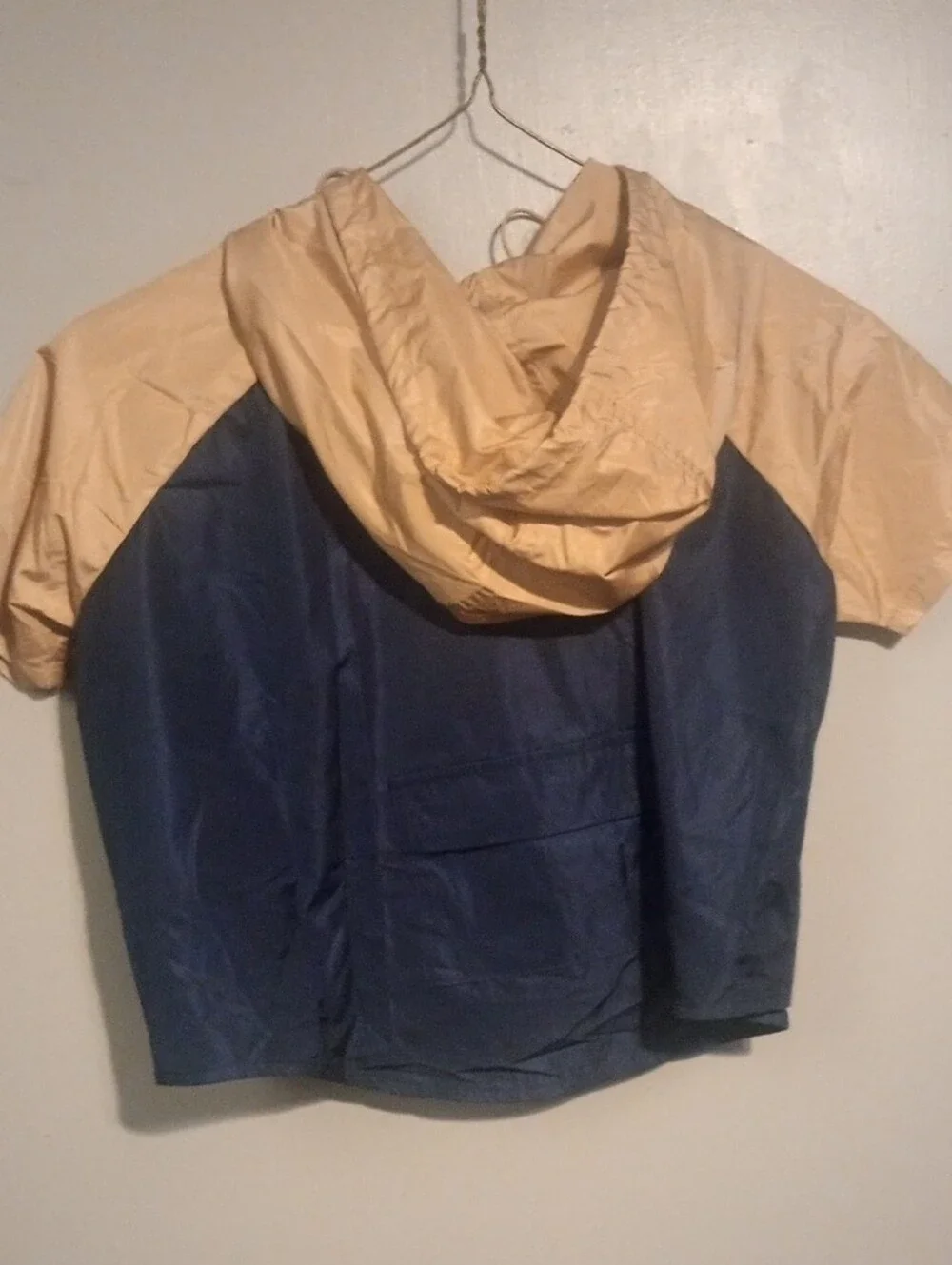 Off Leash By Aerie Navy & Tan Windbreaker Dog Coat with Hood